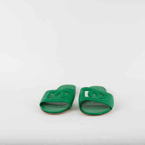 Dolce & Gabbana Green Calfskin Sliders