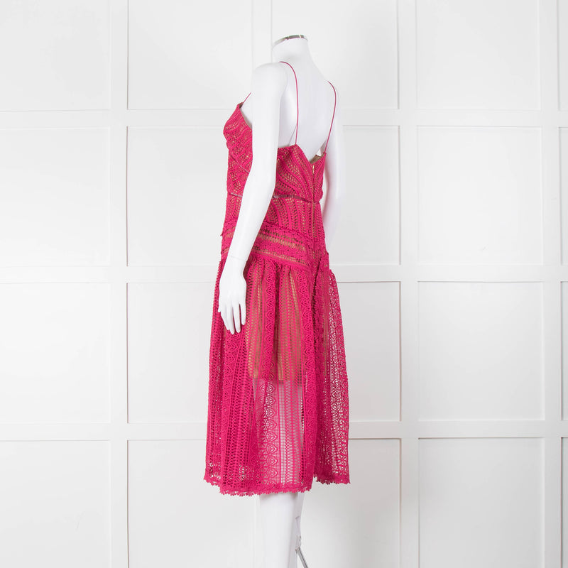 Self-Portrait Pink Lace Sleeveless Dress
