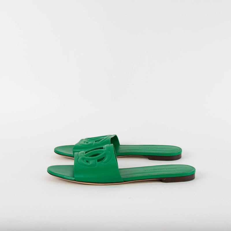 Dolce & Gabbana Green Calfskin Sliders