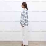 Escada White Blue Floral Blazer Jacket