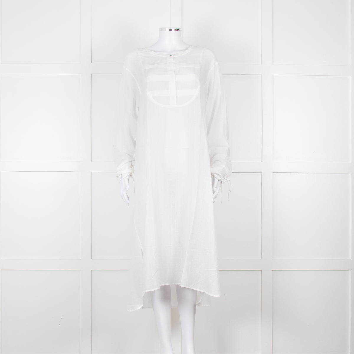 Loup Charmant White Long Sleeve Cotton Coverup Dress