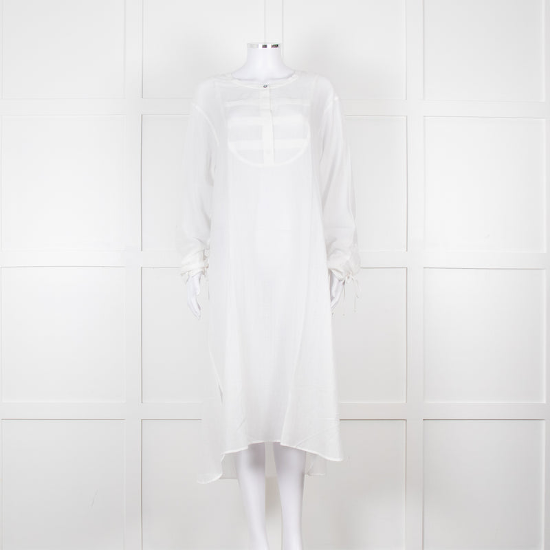 Loup Charmant White Long Sleeve Cotton Coverup Dress
