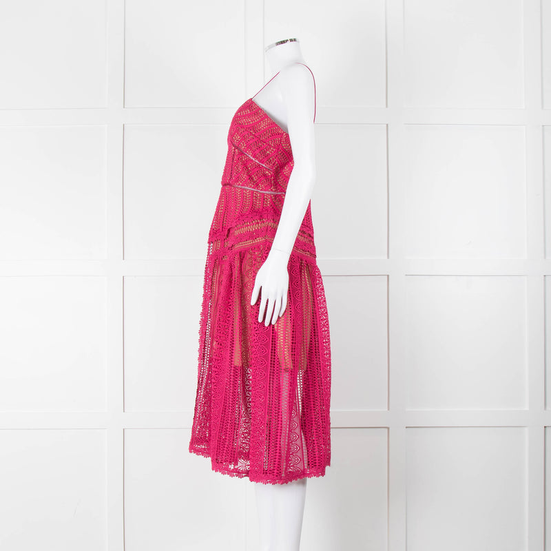 Self-Portrait Pink Lace Sleeveless Dress