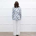 Escada White Blue Floral Blazer Jacket
