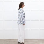 Escada White Blue Floral Blazer Jacket
