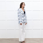 Escada White Blue Floral Blazer Jacket