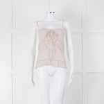 Chanel Pale Grey CC Pearl Button Silk Camisole