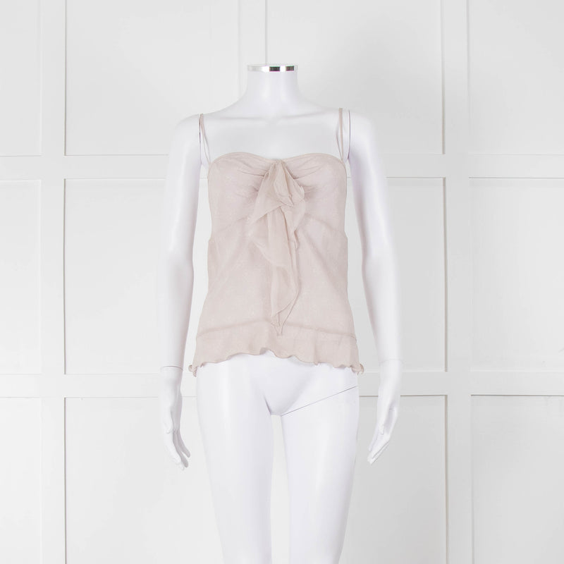 Chanel Pale Grey CC Pearl Button Silk Camisole