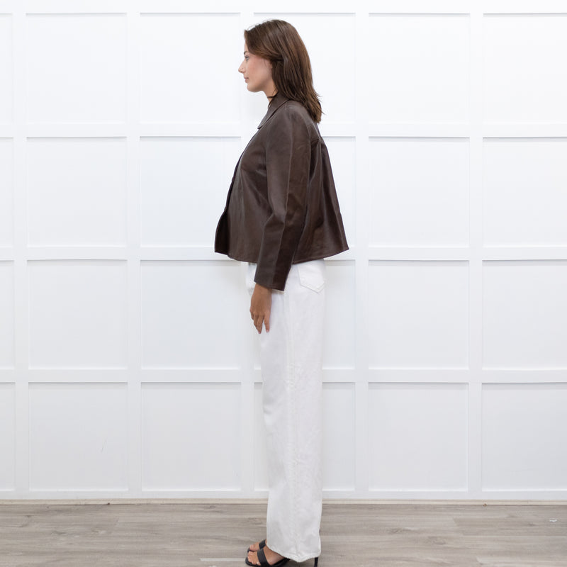 Ba&Sh Brown Leather Milos Buttoned Jacket