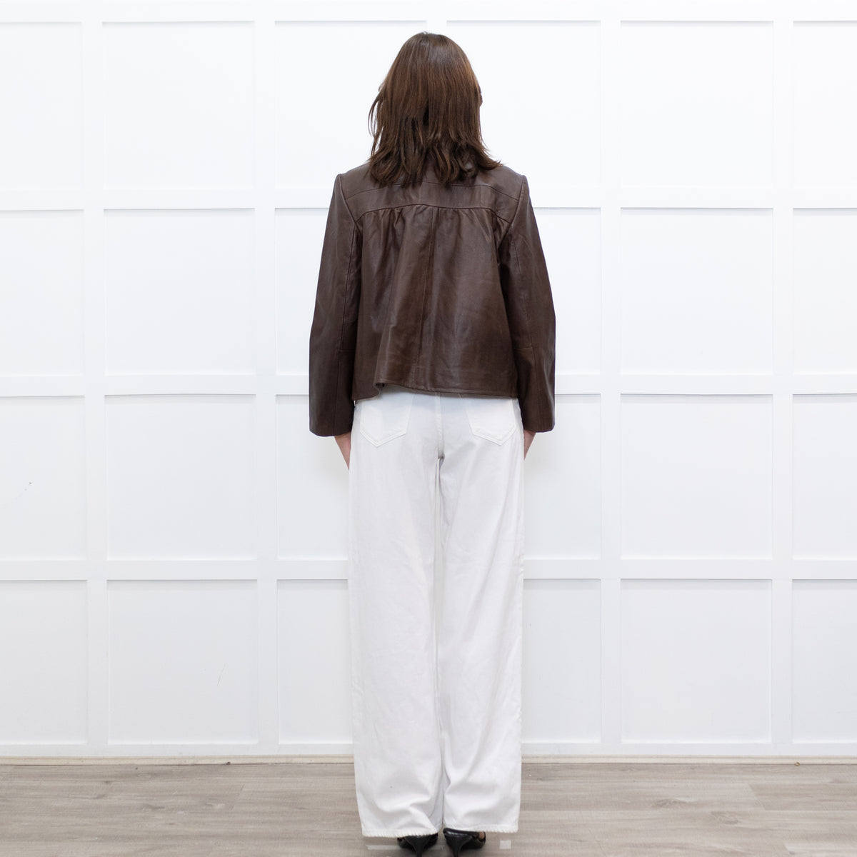 Ba&Sh Brown Leather Milos Buttoned Jacket