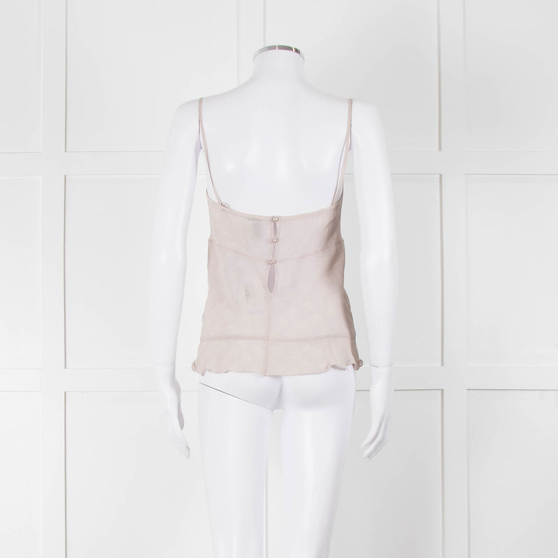 Chanel Pale Grey CC Pearl Button Silk Camisole