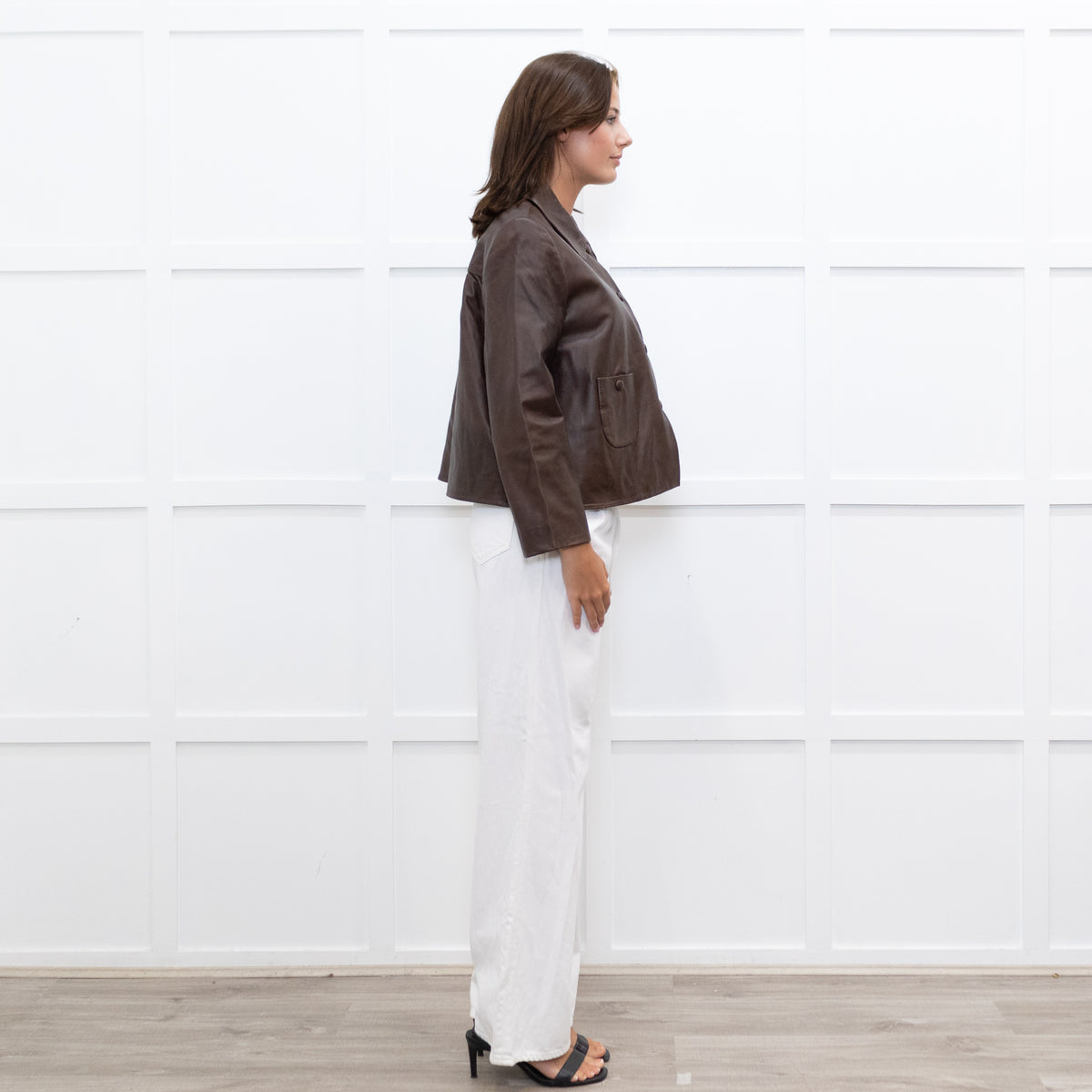 Ba&Sh Brown Leather Milos Buttoned Jacket