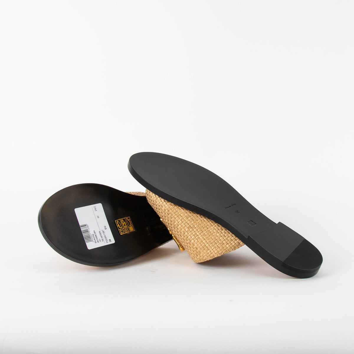 Givenchy 4G Beige Raffia Liquid Flat Mules