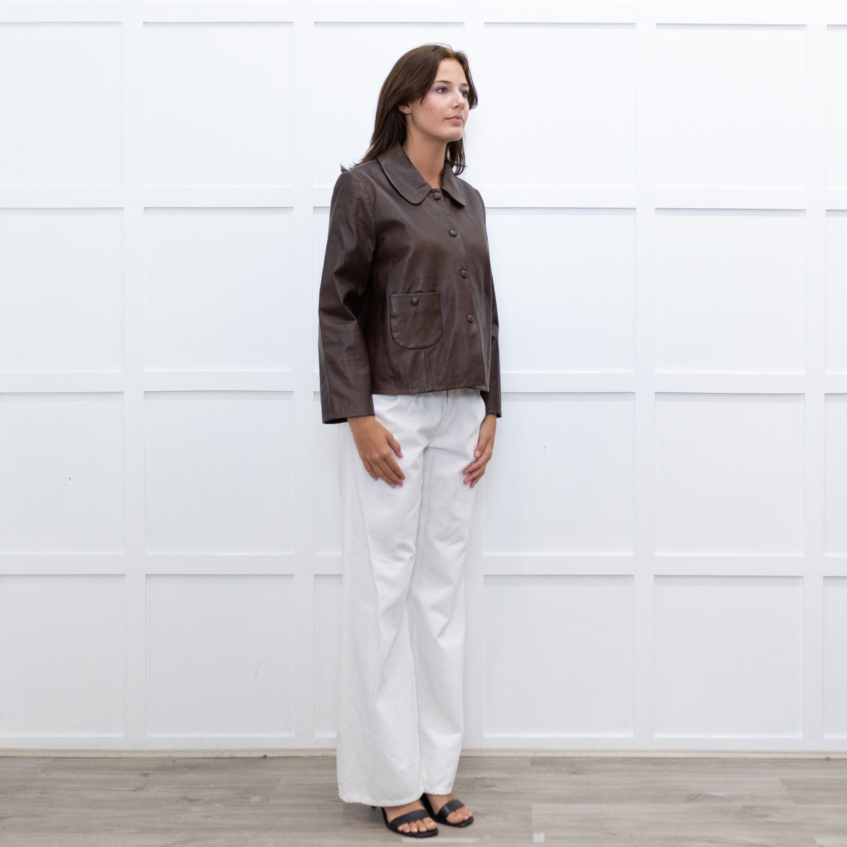Ba&Sh Brown Leather Milos Buttoned Jacket