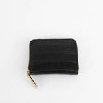 Smythson Black Croc Embossed Leather Zip Around Wallet