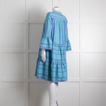 Devotion Twins Blue Turquoise Tiered Kaftan Dress
