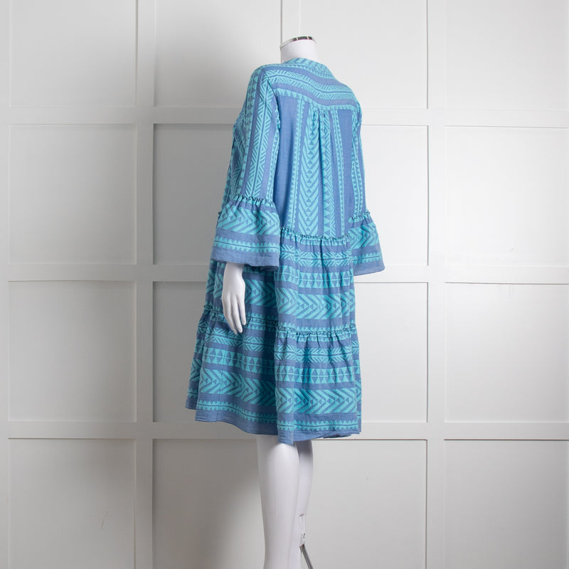 Devotion Twins Blue Turquoise Tiered Kaftan Dress