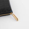 Smythson Black Croc Embossed Leather Zip Around Wallet