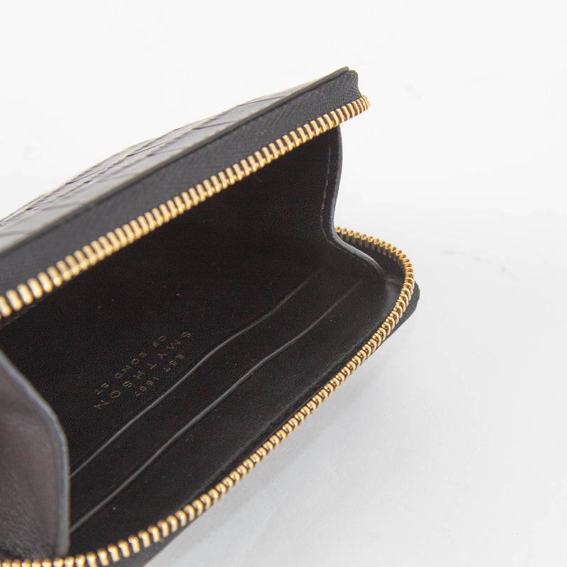 Smythson Black Croc Embossed Leather Zip Around Wallet