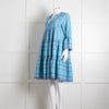Devotion Twins Blue Turquoise Tiered Kaftan Dress