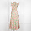 Me + Em Pink Green Orange Cotton Floral Ruffle Trim Sleeveless Max Dress