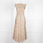 Me + Em Pink Green Orange Cotton Floral Ruffle Trim Sleeveless Max Dress