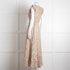 Me + Em Pink Green Orange Cotton Floral Ruffle Trim Sleeveless Max Dress