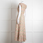 Me + Em Pink Green Orange Cotton Floral Ruffle Trim Sleeveless Max Dress