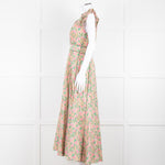 Me + Em Pink Green Orange Cotton Floral Ruffle Trim Sleeveless Max Dress