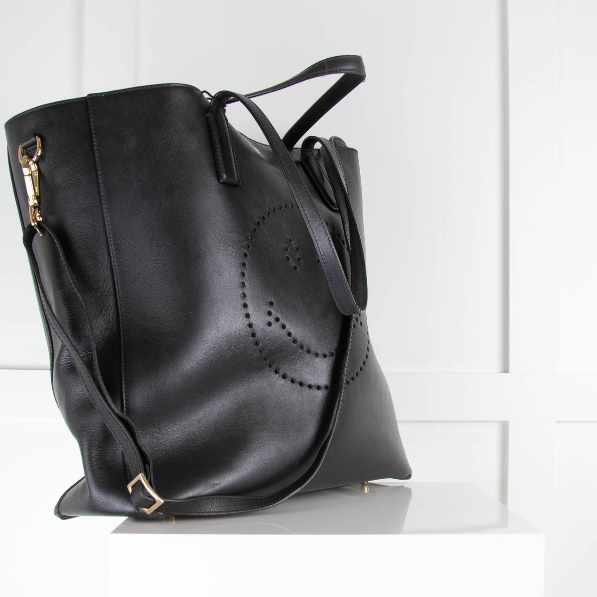 Anya Hindmarch Black Perforated Smiley Face Tote