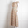 Me + Em Pink Green Orange Cotton Floral Ruffle Trim Sleeveless Max Dress