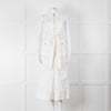 ME + EM Cream Brown Stitch Sleeveless Belted Jumpsuit
