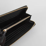 Smythson Black Croc Embossed Zip Up Long Wallet