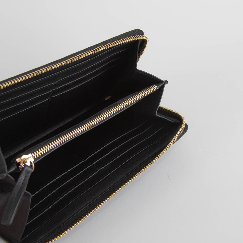 Smythson Black Croc Embossed Zip Up Long Wallet