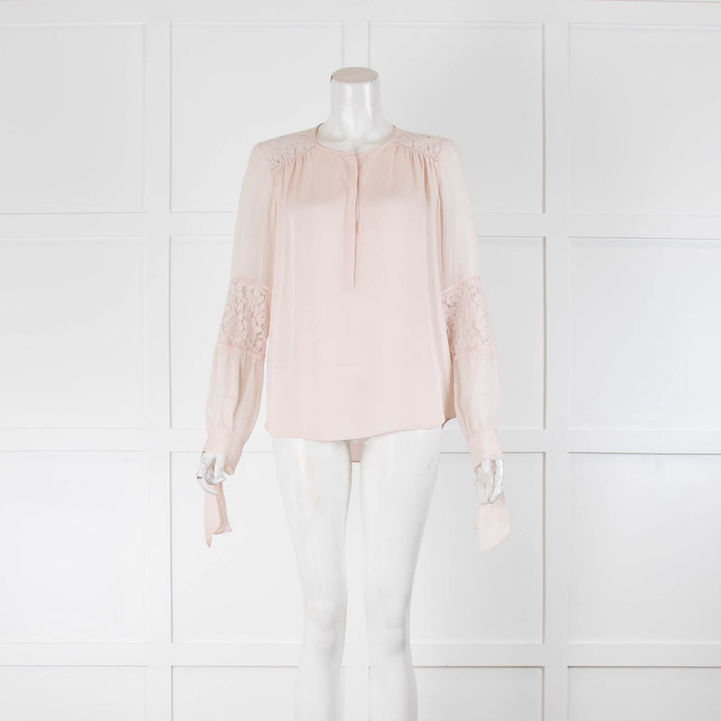 Rebecca Taylor Pink Silk and Lace Blouse