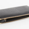 Smythson Black Croc Embossed Zip Up Long Wallet
