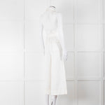 ME + EM Cream Brown Stitch Sleeveless Belted Jumpsuit