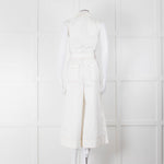 ME + EM Cream Brown Stitch Sleeveless Belted Jumpsuit