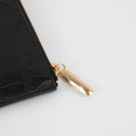 Smythson Black Croc Embossed Travel Organizer Wallet
