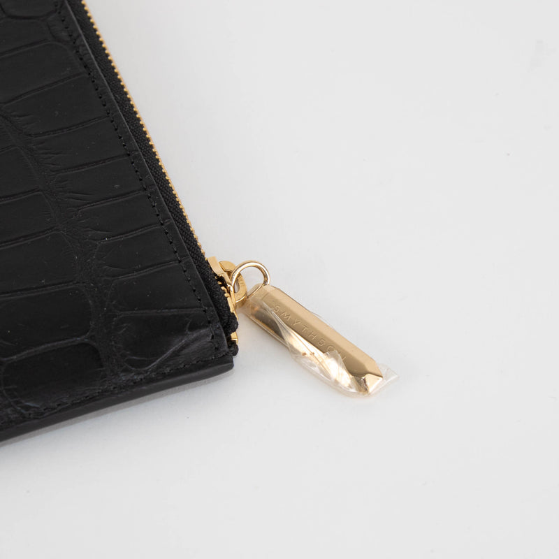 Smythson Black Croc Embossed Travel Organizer Wallet