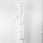 ME + EM Cream Brown Stitch Sleeveless Belted Jumpsuit