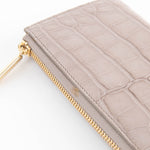 Smythson Taupe Croc Embossed Zip Up Long Wallet