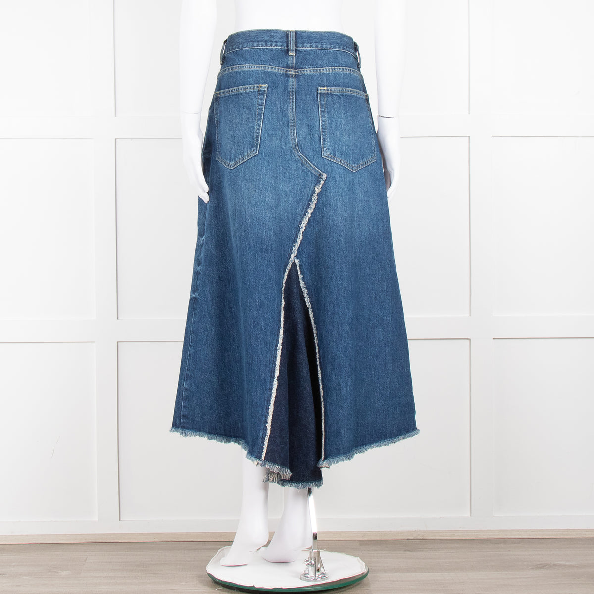 Raey Blue Raw Edge Midi Denim Skirt