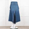 Raey Blue Raw Edge Midi Denim Skirt