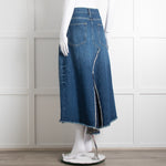 Raey Blue Raw Edge Midi Denim Skirt