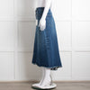 Raey Blue Raw Edge Midi Denim Skirt
