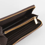 Smythson Brown Snake Skin Zip Up Long Wallet