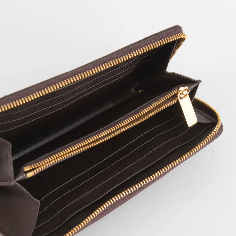Smythson Brown Snake Skin Zip Up Long Wallet