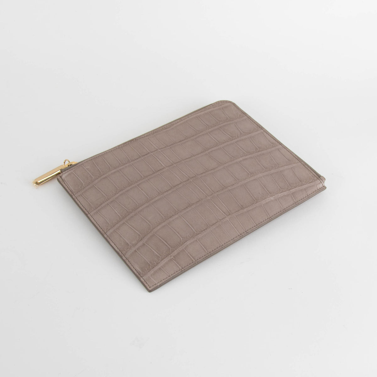 Smythson Taupe Croc Embossed Travel Organizer Wallet