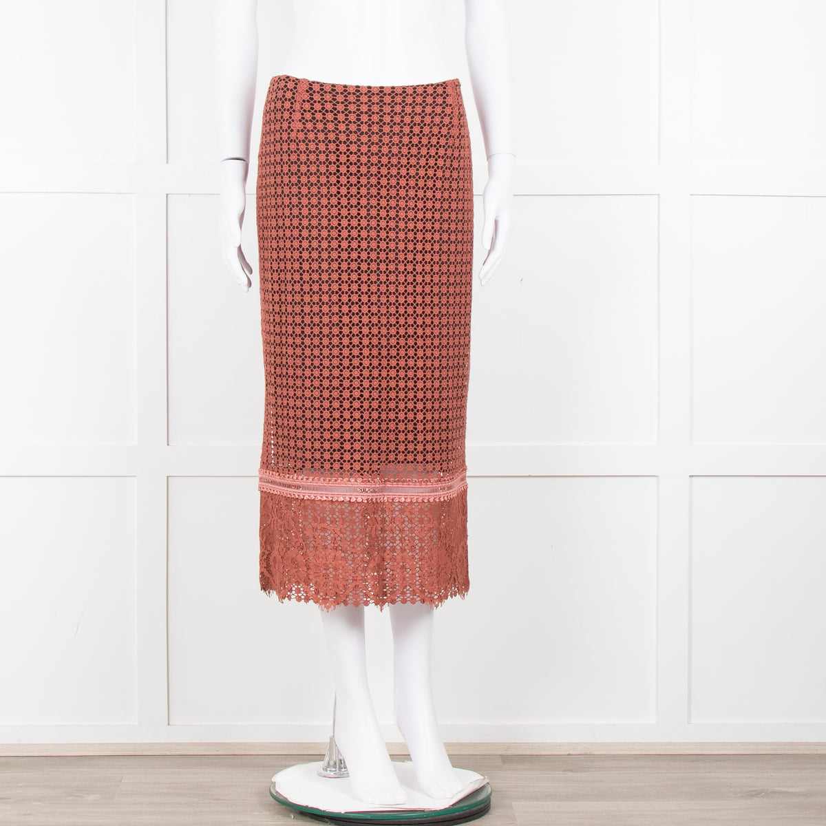 Dorothee Schumacher Brown Lace Pencil Skirt